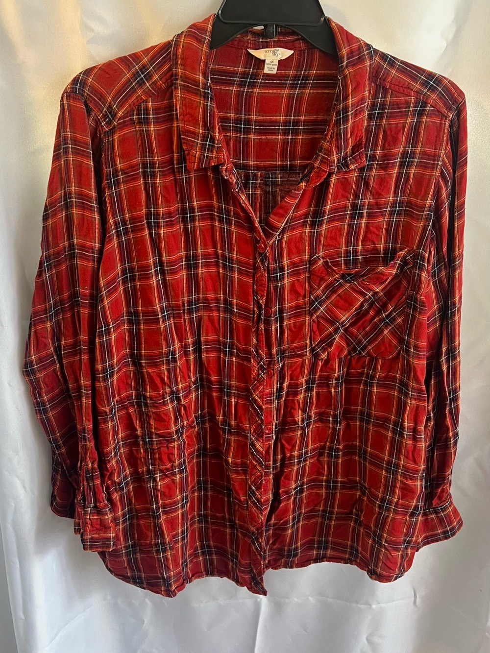 Terra & Sky Red Plaid Flannel Shirt